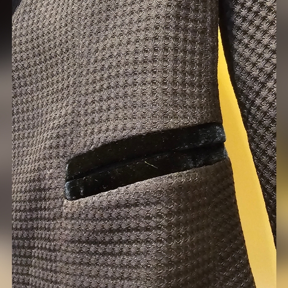 GIORGIO ARMANI Black Silk/Velvet Royal Blue Crepe Single Breasted, S - Picture 7 of 10